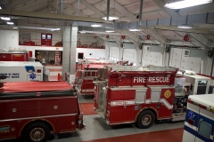 Elevated view of the inside of the fire house.